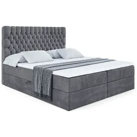 altdecor BOXBETT mit Matratze und Lattenrost, - SERENE - 160x200 - H4 - Dunkelgrau