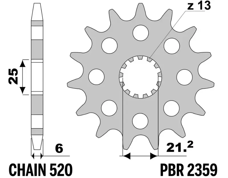PBR Stahlstandard-Frontzahnrad – 520
