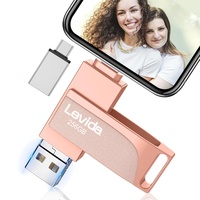USB Stick 256GB für Phone,Levida Speicherstick,Photostick,Externer Speicher 4 in 1,Fotostick 3.0,Flash Drive für Handy,iOS,Android,Pad,Laptop,Pc(Mobile Memory,Automatic Photo Backup),Hellrosa