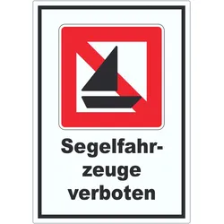 Segelboote verboten Symbol und Text Segeln verboten Aufkleber A7 (74x105mm)
