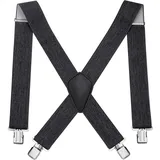 linjinde Hosenträger für Herren Breit 5cm mit Extra Stark 4 Metall Clips Lang, Grau Elastische Verstellbar X Form Einheitsgröße für Erwachsene Herren Männer Damen Mann (xxl 120cm) - M