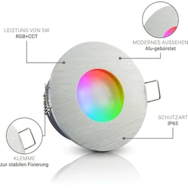 Longlife LED Gartenstrahler mit Erdspieß rund LED GU10 5 W RGB+CCT schwarz
