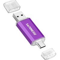 SANKESU 256GB USB C Stick mit Type A and C Ports, USB 3.1 OTG Speicherstick 150MB/s für iPhone 15, Android Phone, MacBook, PC(Purple)