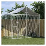 vidaXL Outdoor-Hundezwinger mit Dach Silber 3x1,5x2,5m Stahl Verzinkt