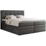 MKS Boxspringbett, ERNI KING 160/200 Dunkelgrau Kunstleder - H4