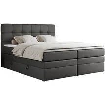 MKS Boxspringbett, ERNI KING 160/200 Dunkelgrau Kunstleder - H4