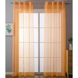Gardinenbox 2er Set Ösenvorhänge Transparent »Uni« Gardine HxB 175x140 cm Orange Stores Vorhang Ösen Bleibandabschluß Wohnzimmer, 20332-cn2