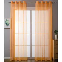 Gardinenbox 2er Set Ösenvorhänge Transparent »Uni« Gardine HxB 175x140 cm Orange Stores Vorhang Ösen Bleibandabschluß Wohnzimmer, 20332-cn2