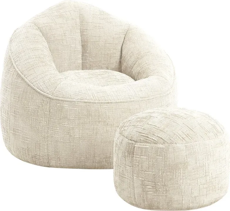 GTIMEX Sitzsack Lazy Sofa Gaming Sitzsack mit Hocker,Sitz Sack mit Granularer-MemorySchwamm Füllung,Lounge Sessel,Lounge Stuhl, Weich und Formstabil,Couch für Erwachsene und Kinder,für Schlafzimmer,Büro und Wohnzimmer,Beige
