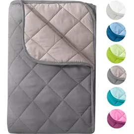 Wometo Microfaser Sommer Steppbett 135x200 grau & hellgrau / OEKO-TEX / kochfest 95° / Leichtsteppbett heiße Tage / ohne Bezug verwendbar