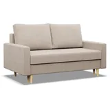 mebligo Sofa 2-Sitzer, mit Schlaffunktion, Wendekissen, Beige - Beige