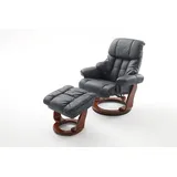 InnoSeat Relaxsessel Calgary Leder 85 x 105 x 85 cm Schwarz mit Hocker