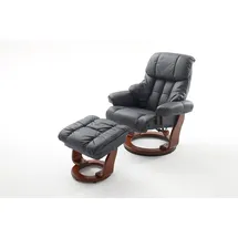 InnoSeat Relaxsessel Calgary Leder 85 x 105 x 85 cm Schwarz mit Hocker