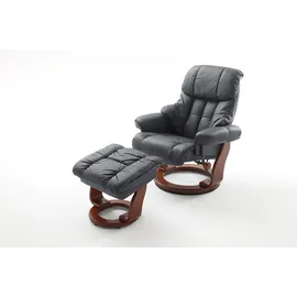 InnoSeat Relaxsessel Calgary Leder 85 x 105 x 85 cm Schwarz mit Hocker