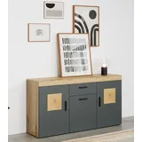trendteam Tyler 160 x 42 cm Grau / Eiche