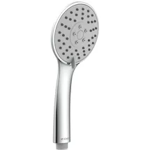 Schütte Handbrause NAPOLI | Samtstrahl-Technologie | Duschkopf mit 3 Strahlarten und Wasserstopp-Funktion | Brausekopf Antikalk für die Dusche | Chrom