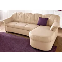 Ecksofa DOMO COLLECTION "Flores Schlafsofa, B/T/H: 233/142/86 cm, L-Form", beige (creme), B:231cm H:84cm T:142cm, Kunstleder SOFTLUX / Struktur ( 90% Polyester, 10% Polyacryl ), NaturLEDER (echtes Rindsleder) in Sitz und Rücken. Korpus in passendem Kunstleder SOFTLUX bezogen, Microfaser PRIMABELLE (100% Polyester) / Struktur ( 100% Polyester ), Sofas, wahlweise mit Bettfunktion, wahlweise mit Federkern, auch in Leder, Topseller