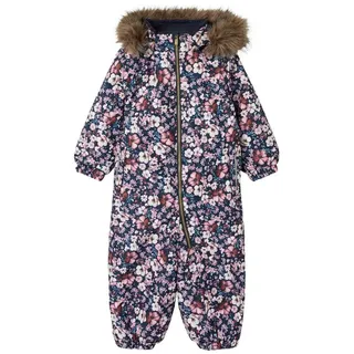 NAME IT Mädchen NMFSNOW10 Suit AOP FO NOOS Schneeanzug, Dark Sapphire/AOP:Flower, 92
