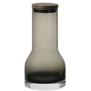 BLOMUS -LUNGO- Wasserkaraffe, mundgeblasenes, farbiges Glas, Deckel aus Eiche, 650ml, Farbe Smoke