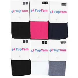 TupTam Strumpfhose Mädchen Bunt Gemustert 6er Pack – Warme Strickstrumpfhosen für Herbst und Winter, Farbe: Schwarz 2x dunkelblau weiß grau pink), Größe: 92-98 - 92-98