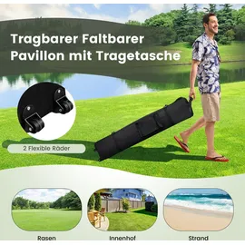 Costway Faltpavillon 4 x 4 m inkl. 4 Seitenteile Grau