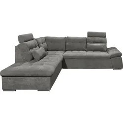 Ecksofa ED EXCITING DESIGN "Nalo L-Form", braun, B:260cm H:103cm T:219cm, 95% Polyester, 5% Nylon, Sofas, mit Bettfunktion, Bettkasten, Kopfstützen, Nierenkissen etc.