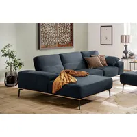 W.SCHILLIG Ecksofa run, Designsofa mit tollem Sitzkomfort, bequem, L-Form, mit Holzsockel, Füße in Schwarz pulverbeschichtet, Breite 319 cm blau