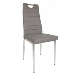 Furnitex Grauer Küchenstuhl Aus Eco-leder Mit Chromgriff