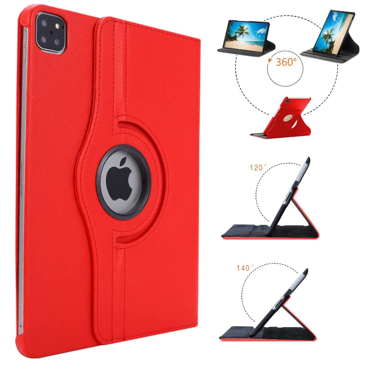 Wigento Für Apple iPad Pro 11.0 2021/2022 360 Grad Rotation Tablet Tasche Hülle Case Cover Etui Schutz Rot Neu