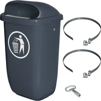 BRB-Lagertechnik 50 Liter Müllbehälter anthrazit im Komplettset, Schellenband zur