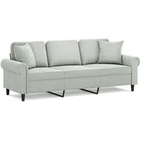 vidaXL 3-Sitzer-Sofa mit Zierkissen Hellgrau 180 cm Samt