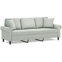 vidaXL 3-Sitzer-Sofa mit Zierkissen Hellgrau 180 cm Samt