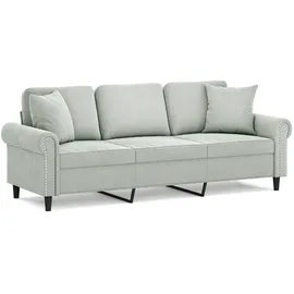 vidaXL 3-Sitzer-Sofa mit Zierkissen Hellgrau 180 cm Samt