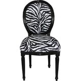 Casa Padrino Barock Esszimmer Stuhl Medallion Zebra Muster / Schwarz - Barock Möbel - Limited Edition