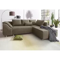 Ecksofa COLLECTION AB "Sally L-Form", grau (grau, braun), B:256cm H:87cm T:165cm, Microfaser PRIMABELLE (100% Polyester) / Struktur (80% Polyester, 20% Acryl);Struktur (80% Polyester, 20% Acryl);Kunstleder SOFTLUX / Struktur (80% Polyester, 20% Acryl);Microfaser PRIMABELLE (100% Polyester) / Cord (100% Polyester), Sofas, Ecksofa, mit und ohne Bettfunktion, inklusive loser Rücken- und Zierkissen