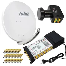 Fuba PremiumX Satelliten-Komplettanlage Fuba DAA 850 G Satellitenschüssel Alu Grau 5/12 Multiswitch LNB F-Stecker, 1 SAT 12 Teilnehmer