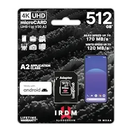 GoodRam IRDM M2AA 512 GB, MicroSDXC UHS-I U3 - adapter microSDXC, U3, UHS-I), Speicherkarte, Schwarz