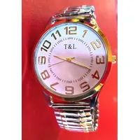 Quarz Uhr Flexband Edelstahl bicolor Zugband Damenuhr Armbanduhr geprüft neu