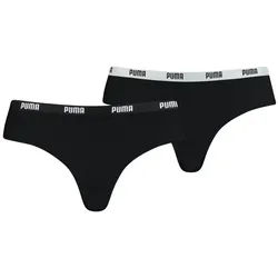PUMA Damen Slip - Brazilian, Mikrofaser, 2er Pack Schwarz M
