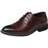 Mumuj Herrn Hellbraun Goldene Halbschuhe Herren Extra Schuhe im klassischen Stil für Herren zum Hineinschlüpfen aus PU- mit niedriger Gummisohle und Herrn Extra Weit Anzugschuhe Herren (Brown, 48) - 48 EU