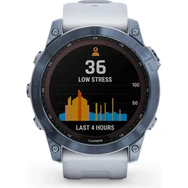 Garmin Fenix 7 Sapphire Solar blaues DLC-Titan mit steinweissem Armband