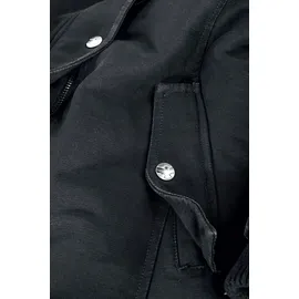Black Premium by EMP Damen gefütterte schwarze Winterjacke mit abnehmbarer Kapuze und modischen Schulterklappen L - schwarz - L