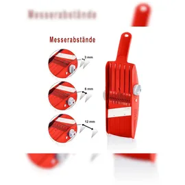TNS 3000 GEMÜSEHOBEL ROT TNS 3000 Multireibe, Gurkenhobel, Julienne Schneider Einer für Alles Schneidet Stifte oder Würfel, dick oder dünn