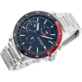 Tommy Hilfiger Bank 1791718 Herrenuhr - Silber/Blau