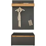 furn.design Garderobe Set 3-teilig in grau matt und Wotan Eiche Garderobenkombination 100 x 200 cm,