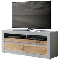 Furn.design TV-Lowboard in Platingrau matt und Zinneiche TV Unterteil