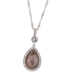 Buckley London Anhänger mit Kette rhodiniert mit Perlmutt und Kristallen