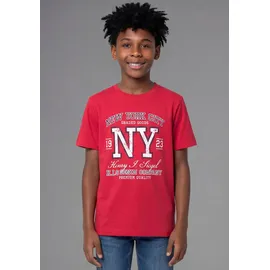 H.I.S. T-Shirt H.I.S "2er Pack Shirts mit HIS-Logos für Jungen", Jungen, Gr. 164/170, rot, hellblau, Single Jersey, Obermaterial: 100% Baumwolle, bedruckt, Basic, Rundhals, Shirts T-Shirt, modischer Stil, Kurzarm, mit Logodruck, aus Baumwolle, für Jungen