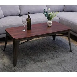 MCW Couchtisch MCW-H10, Wohnzimmertisch Sofatisch Kaffeetisch, Industriedesign Ulme Holz MVG-zertifiziert, braun-schwarz