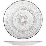 H&H Courtyard Set mit 6 flachen Tellern, Steinzeug, Weiß, 27,5 cm